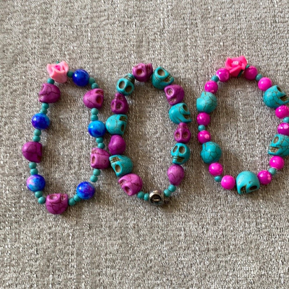 3 Sugar skull elastic band bracelets